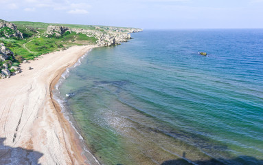 Sea coast. Coast of the Azov Sea, Crimea, Kerch, General Beaches.