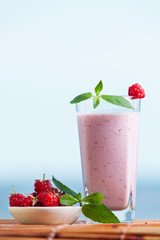 Raspberry smoothie with mint