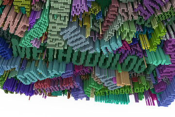 Fototapeta premium Colorful 3D rendering. Decorative, illustrations shape composition, geometric structure block, for design texture background.