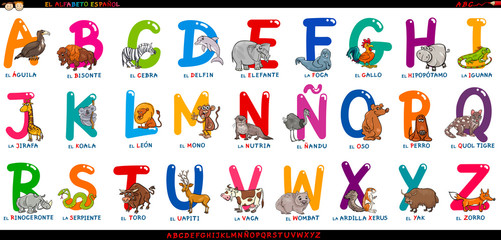 spanish alphabet with cartoon animals set © Igor Zakowski