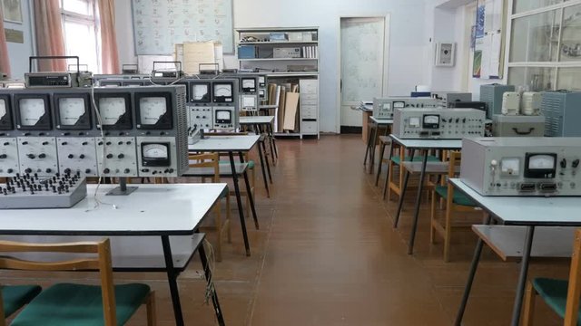 Electronics Lab With Retro Electrical Appliances.