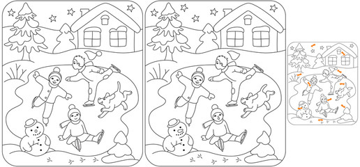 Find 10 differences icerink puzzle for kids