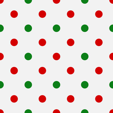 Red and green polka dot Christmas pattern.