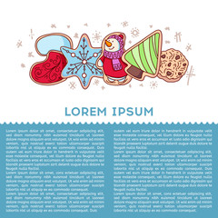 Congratulation Merry Christmas and Happy New Year. Gingerbread cookies isolated on white background.