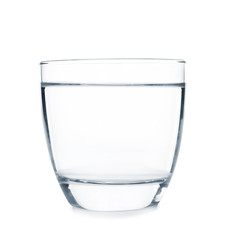 Glass with fresh water on white background