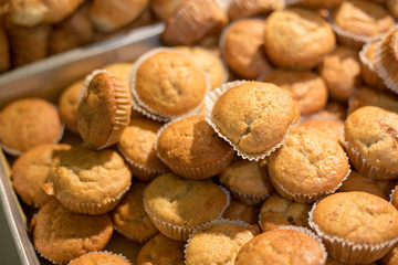 Mini banana cup cake sold at the market.