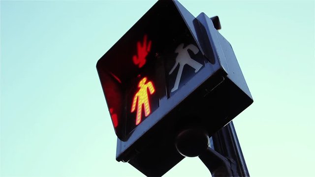 Pedestrian Crossing Lights in Paris. Close-Up. 