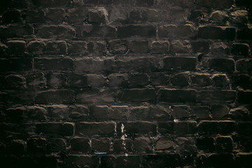 Brick wall covered with black paint