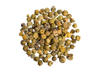 Green peppercorns or Schinus terebinthifolius. Isolated on white background