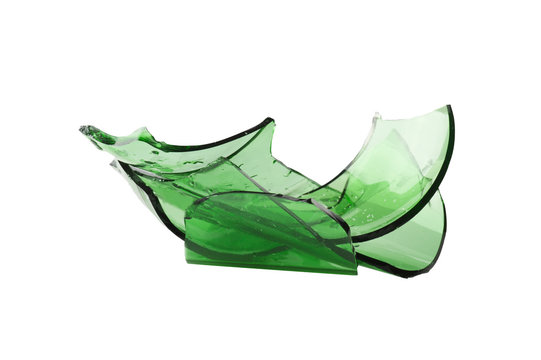 pieces of green glass on a white background