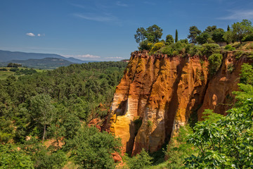 The Ochre of Roussillon. Ochre rocks in Roussillon, Provence, Luberon, Vaucluse, France