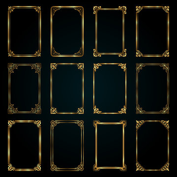 Decorative retro calligraphic frames in gold