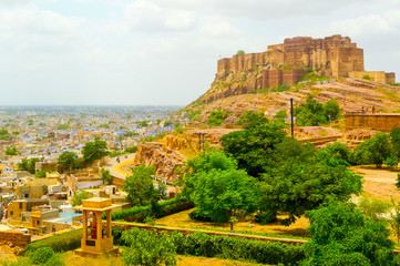 Mehrangarh Fort overlooking Jodhpur and the surrounding plain