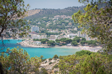 Peguera, Cala Fornells, Mallorca, Spain - July 24, 2013: View of Peguera and Cala Fornells from the side of Santa Ponsa