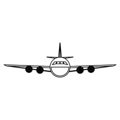 Jet airline airplane black and white