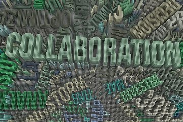 Colorful 3D rendering. Abstract shape composition, geometric structure block. Wallpaper for graphic design.