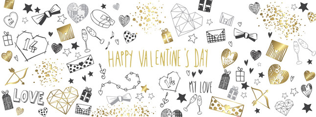 Valentines day doodles background