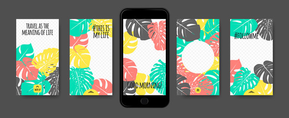 Stories Templates with Tropic Leaves. © ingara