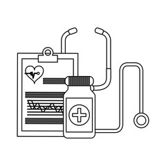 Medical elements and symbols black and white