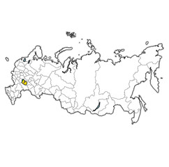 penza oblast on administration map of russia