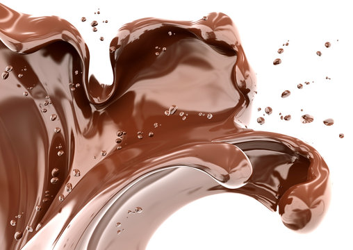 Splashing chocolate abstract background, 3d rendering