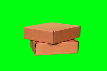 Two boxes separately on a green background isolated no gift parcel people