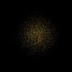 Fototapeta premium Stardust gold. Particles shimmer brilliance. Glowing stars. Decoration for new year's Christmas holiday, confetti. Vector overlay element, isolated dark background.