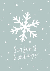 Fototapeta premium Christmas postcard with snowflake and hand written text