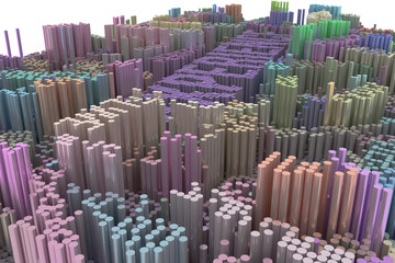 Obraz premium Keyword of Experience. Shape composition, geometric structure, block for design texture, background. Colorful 3D rendering.