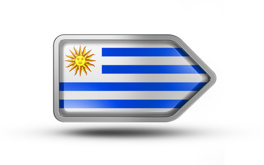 Arrow button flag of Uruguay isolated on white background