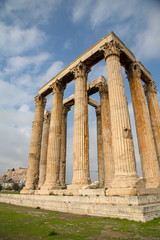Historic Columns and Archeology at the Temple of Zeus in Athens, Greece