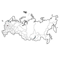 Fototapeta na wymiar federal city of moscow on administration map of russia