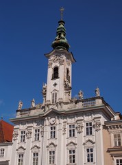 Fototapeta na wymiar Rathaus in Steyr mit Balustrade und Zwiebelturm