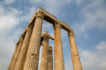 Historic Columns and Archeology at the Temple of Zeus in Athens, Greece
