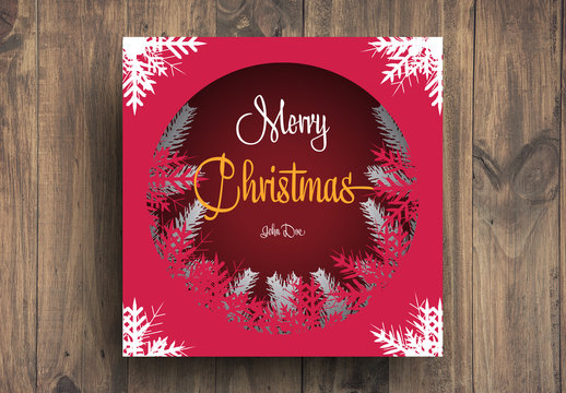 Christmas Card Layout with Snowflake Elements