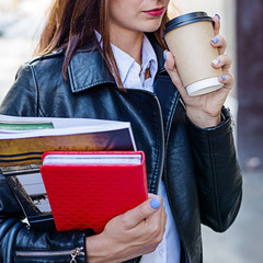 A girl at coffee break outdoor
