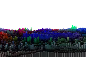 Obraz premium Colorful 3D rendering. Geometric structure block. For graphic design or background, shape composition.