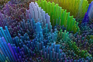 Fototapeta premium Colorful 3D rendering. Geometric structure block. For graphic design or background, shape composition.