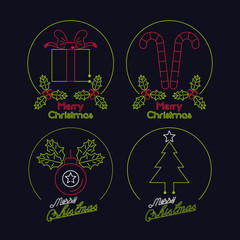 set of merry christmas neon lights