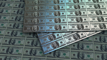 Dollar bills. 3D render