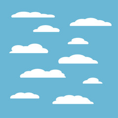 clouds set isolated on blue sky background