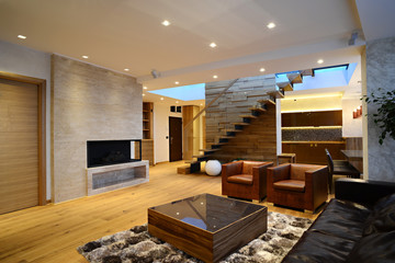 Spacious interior of living room