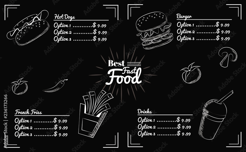 Poster menu fast food