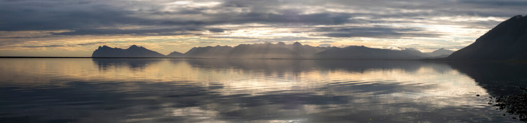 Fototapeta premium Ocean and mountains, amazing landscape of the East Fjords in Iceland