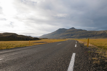 Amazing landscape on the road in the East Fjords in Iceland