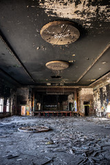 Derelict ballroom in abandoned nightclub