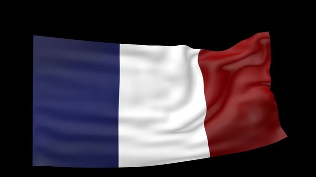 france flag over black background 3d animation
