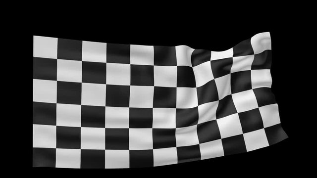 checkered flag over black background 3d animation