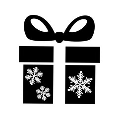 Christmas or new year's gift box icon. Winter holiday box with snowflakes containing presents and gifts. Vector Illustration
