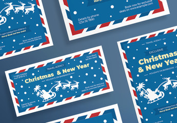 Christmas Flyer Layout with Santa and Deer Elements